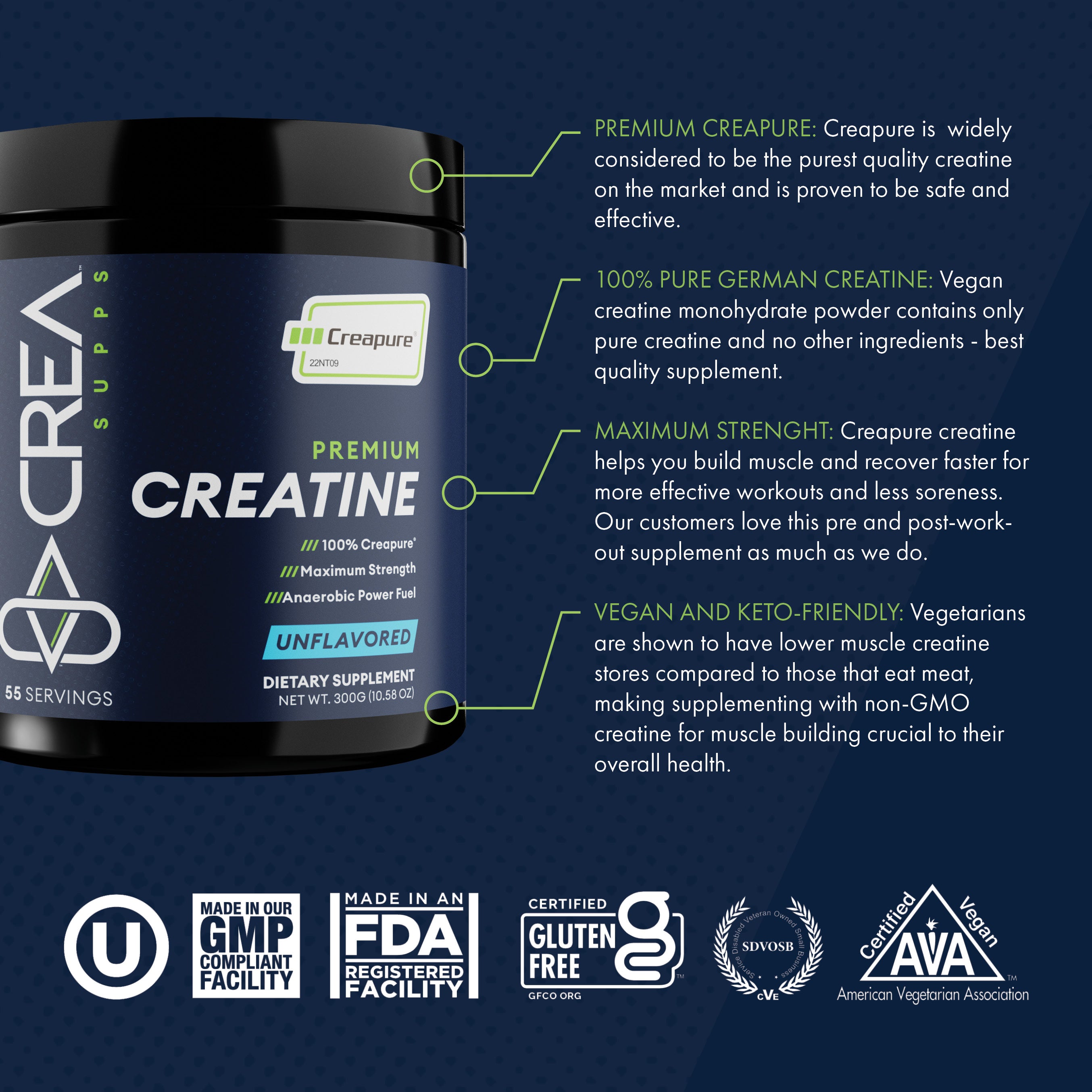 Creatine Monohydrate Powder 5g - Premium Creatine Supplement for